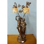 An Art Nouveu style bronze effect figural table lamp