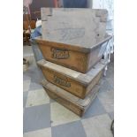A set of three Boots wooden delivery boxes