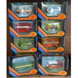 Ten Exclusive First Editions die-cast model coaches and buses, boxed