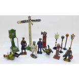 A collection of Britains & John Hill lead painted figures, transport and railway related