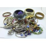 Costume jewellery including large bangles