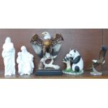 Two Brooks & Bentley religious figures, a Florence eagle, a Lenox eagle and Panda group