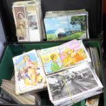 A large collection of postcards, various subjects including transport, railways, humorous,