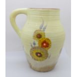 A Clarice Cliff Rhodanthe Lotus jug, 20cm