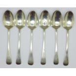 A set of six Georgian silver spoons, 97.2g