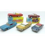 Five Corgi model vehicles, (two with reproduction boxes)