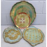 Four assorted papier mache trays **PLEASE NOTE THIS LOT IS NOT ELIGIBLE FOR POSTING AND PACKING**