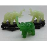 Three carved elephants