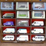 A collection of die-cast model delivery vehicles including Lledo and Oxford