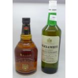 Two bottles of whisky, Black & White, 26 2/3oz and Bell's Very Rare, 70cl