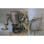A collection of brassware including two pairs of candlesticks **PLEASE NOTE THIS LOT IS NOT ELIGIBLE