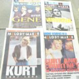 Featuring Kurt Kobain, Nirvana related magazines, (9), including posters, NME, Melody Maker, 1990's