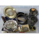 Plated ware including Walker and Hall, a Levi leather belt, flatware, etc. **PLEASE NOTE THIS LOT IS