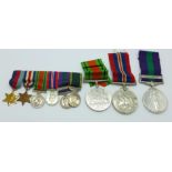 A General Service Medal named to Sig. F.J. Caiger, 22958873, a/f, six miniatures and two WWII medals