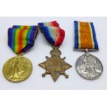 A WWI trio of medals to M2-033687 Pte. J.H. Greenfield A.S.C.