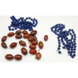 A set of lapis lazuli beads and another set of beads for re-stringing