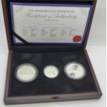 The Canadian Silver Voyageur Set, two 1 dollar coins and a 20 dollar coin, limited edition, cased