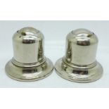 Two chrome inkwells with liners