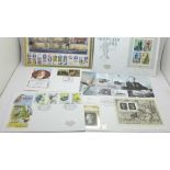 Stamp;- a collection of first day covers, 23, some football items, several Queen Victoria, Robert