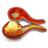 A Meerschaum pipe, the silver mount hallmarked Birmingham 1901, in a fitted case marked Blackman,