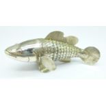 A novelty articulated model of a fish, marked T90, 14cm