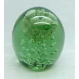 A Victorian glass dump with double thistle