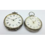 Two silver fob watches