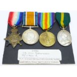 Four medals; WWI trio and Territorial Efficiency medal to 2486 Cpl. H.H. Popplewell 10/L'Pool R.