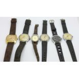 Six Timex wristwatches