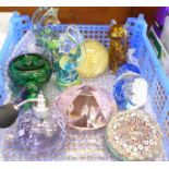 Paperweights including Caithness and Selkirk, and a Caithness perfume bottle