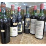 Six bottles of red wine from the 1960's including Chateau Grand Puy Lacoste, (2), Maison M. Doudet-