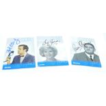 Autographs;- three Avengers cards, John Cleese, Ronnie Barker and Liz Fraser