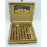 Eight Cuban cigars including six Montecristo with associated box dated July '04