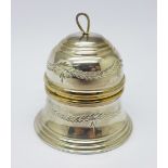 A modern 925 silver pin cushion in the form of a bell
