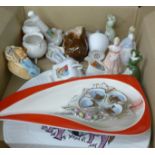 A Beefeater plate, retro dish, Wade figures, Poole, etc.