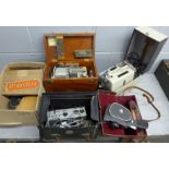 Vintage quartz M 8mm and 16mm cine cameras,2 Noris projectors and an Aldslite slide projector,