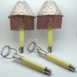 A pair of Gorham & Co. lampshades and four propelling candle holders