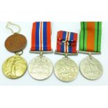 Two WWI Victory Medals; 11451 Pte. G. Griffiths R.W. Fus. and 23686 Pte. S.L. Craven K.S.L.I., and