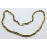 A 9ct gold rope chain, 14.1g