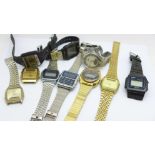 Ten Casio and Timex digital wristwatches, a/f