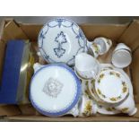 A Queen Anne six setting tea service, two saucers a/f, two lidded tureens and two Duchess china cups