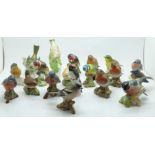 A collection of bird figures including Beswick, Royal Worcester, Goebel, etc., some a/f