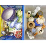 Two boxes of assorted china including Royal Doulton, Carlton Ware and a Bretby bowl, etc. **PLEASE