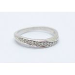 A 9ct white gold and diamond ring, 1.9g, K