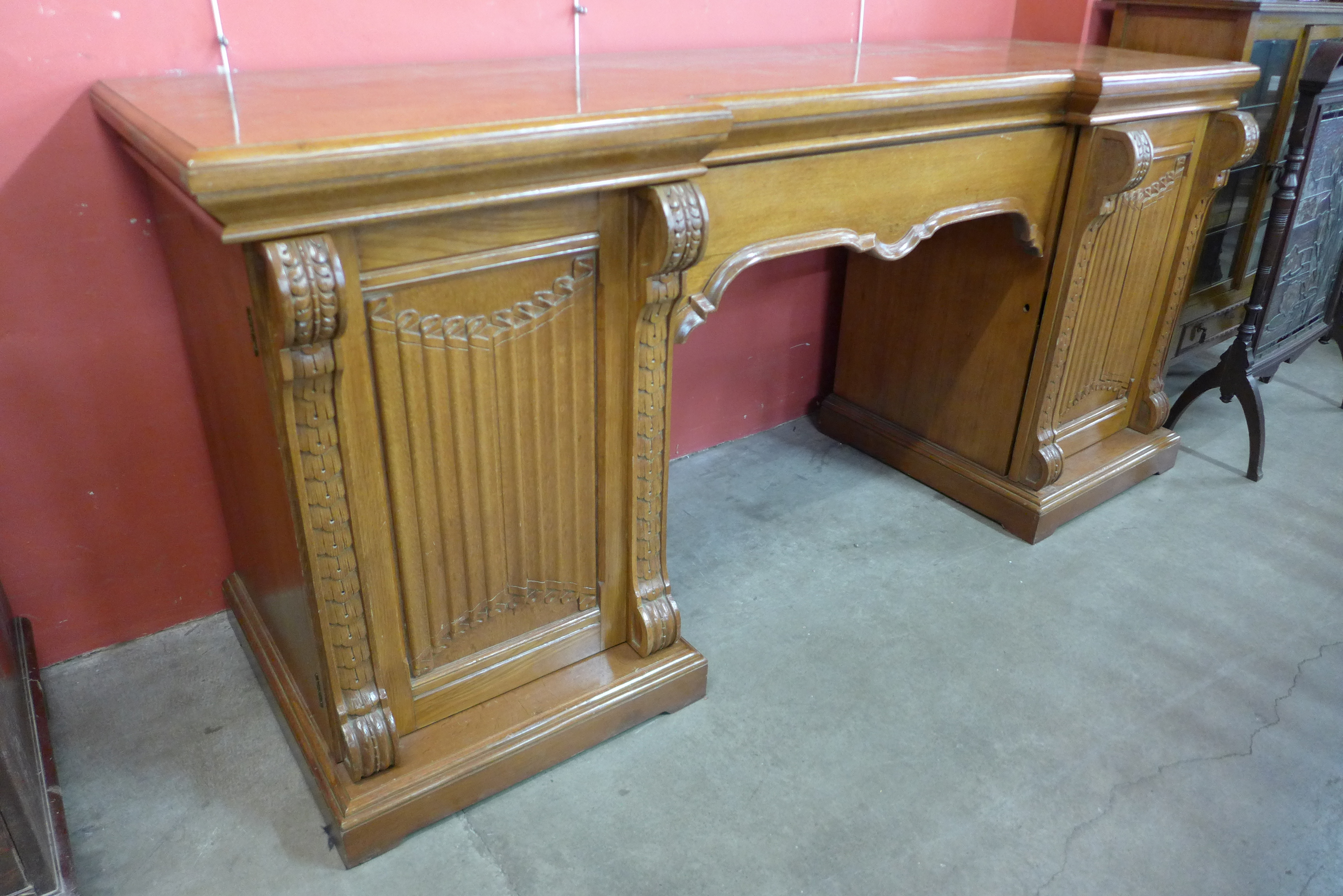 A Victorian oak breakfront serving table