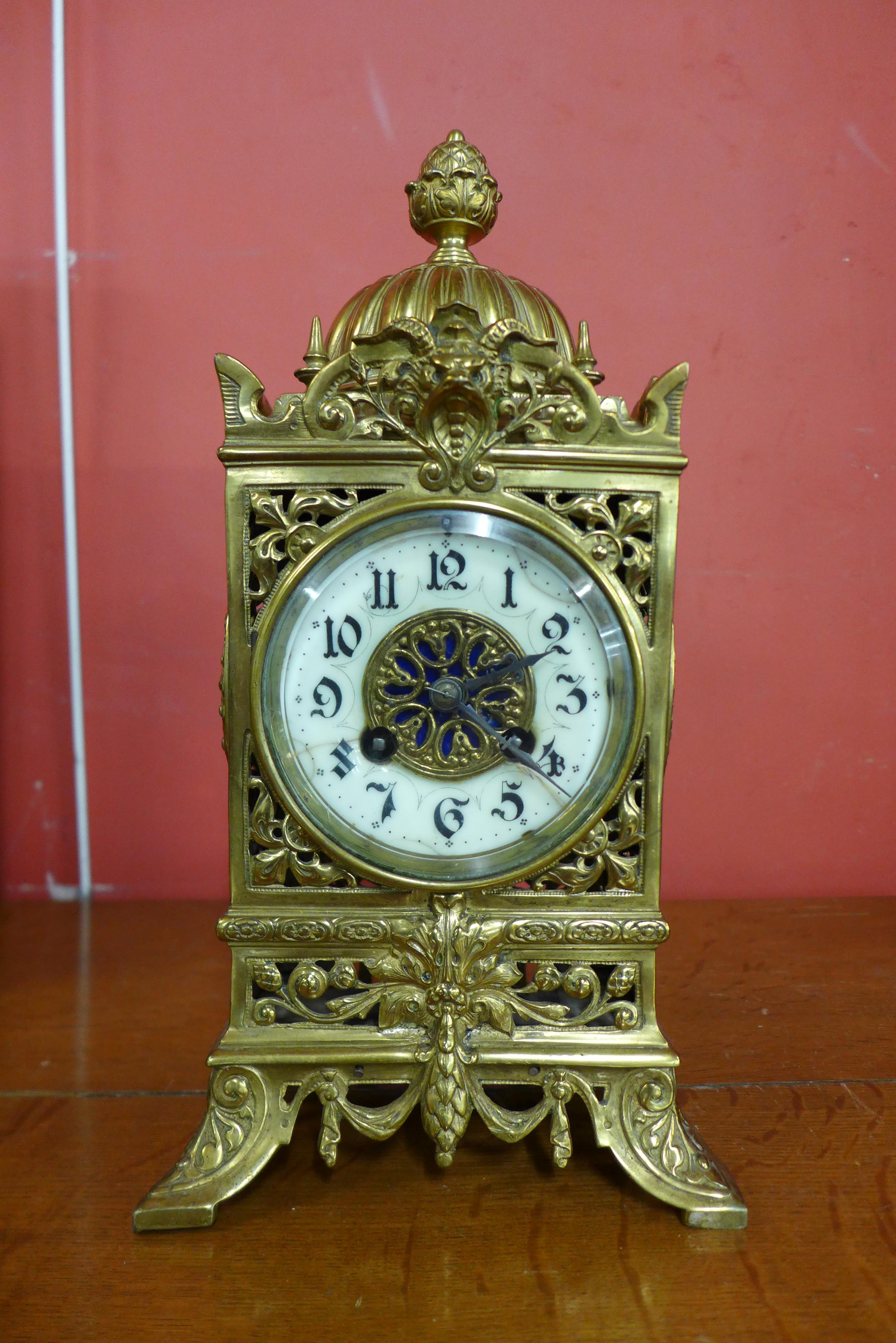 A 19th Century French gilt metal mantel clock
