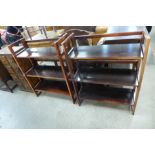 A pair of beech folding bookcases