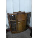 An oak side by side bureau bookcase and a coffee table