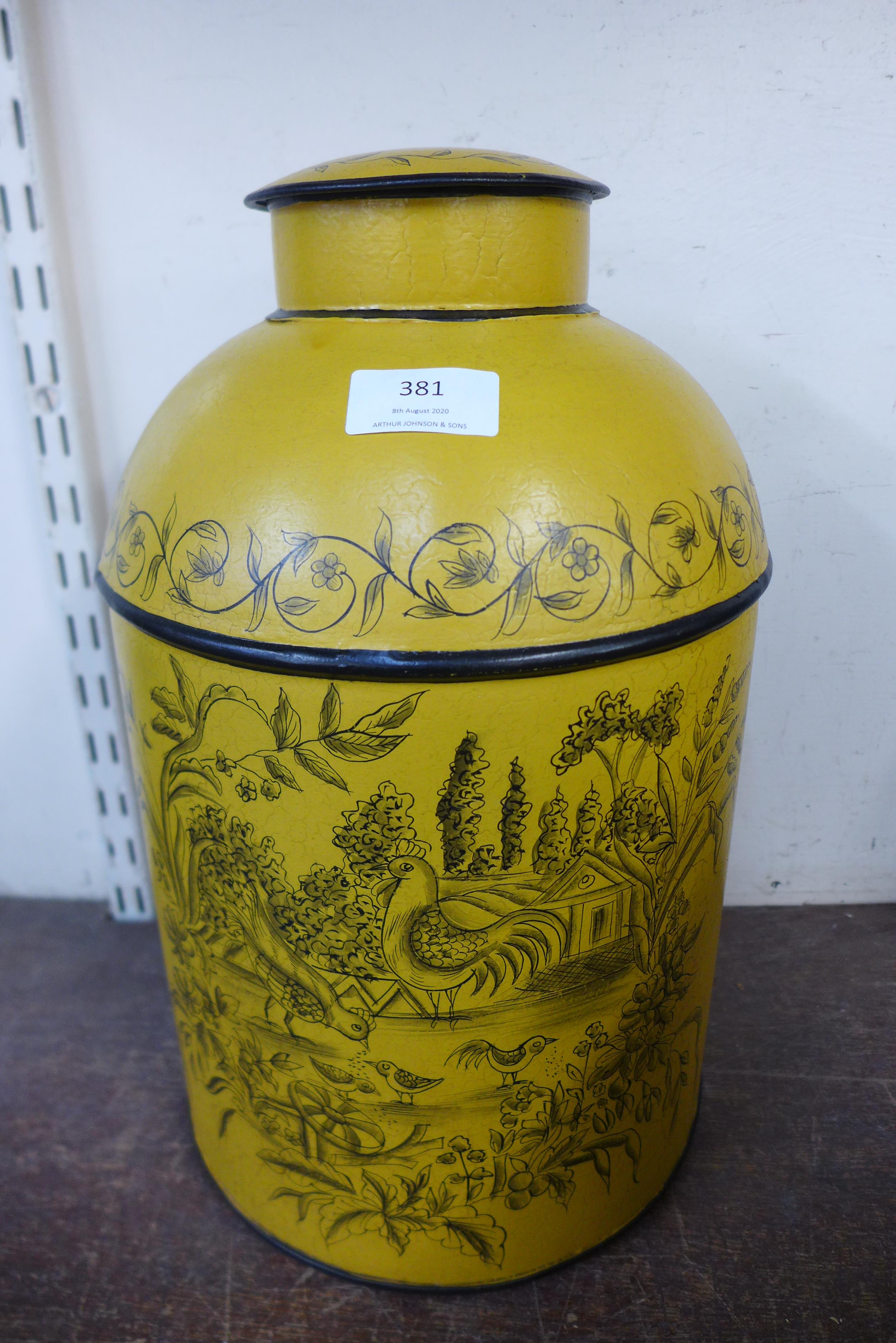 A toleware style mustard ginger jar and cover