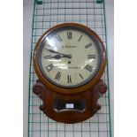 A 19th Century mahogany fusee wall clock, the painted 12 inch circular dial signed H. Carter, Long